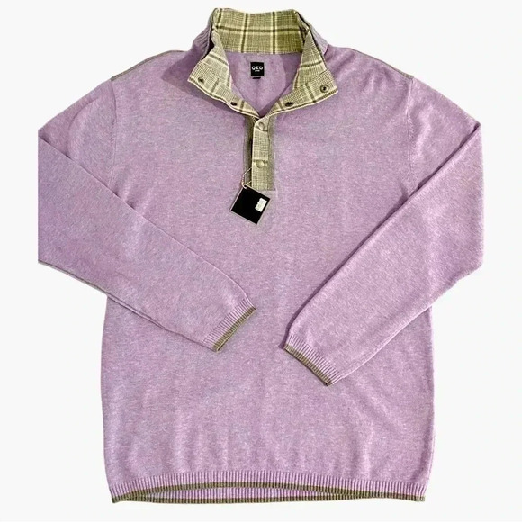 NWT QED Style Brigham Golf Cashmere Sweater Pullover Finance Bro Cotton Plaid - Picture 6 of 12